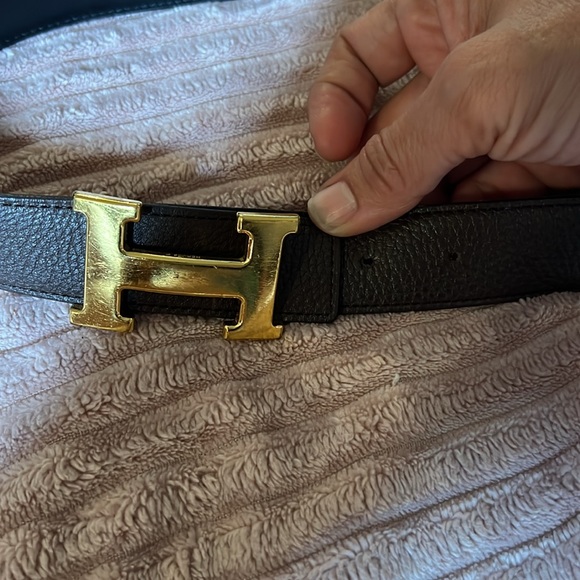 Hermes Black/Chocolate Chamonix & Togo Leather Constance Reversible Belt UNISEX. - Picture 16 of 17